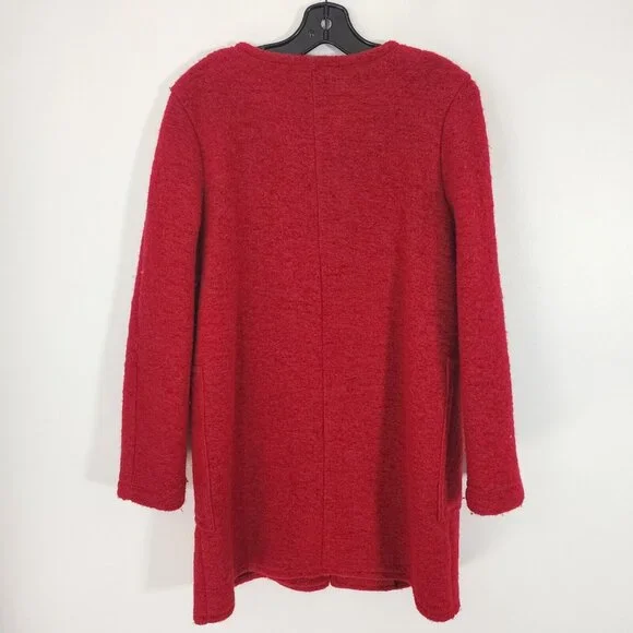 Claudia Collezioni Women's Red Wool blend Light Coat Simple size S FLAW - Picture 4 of 10
